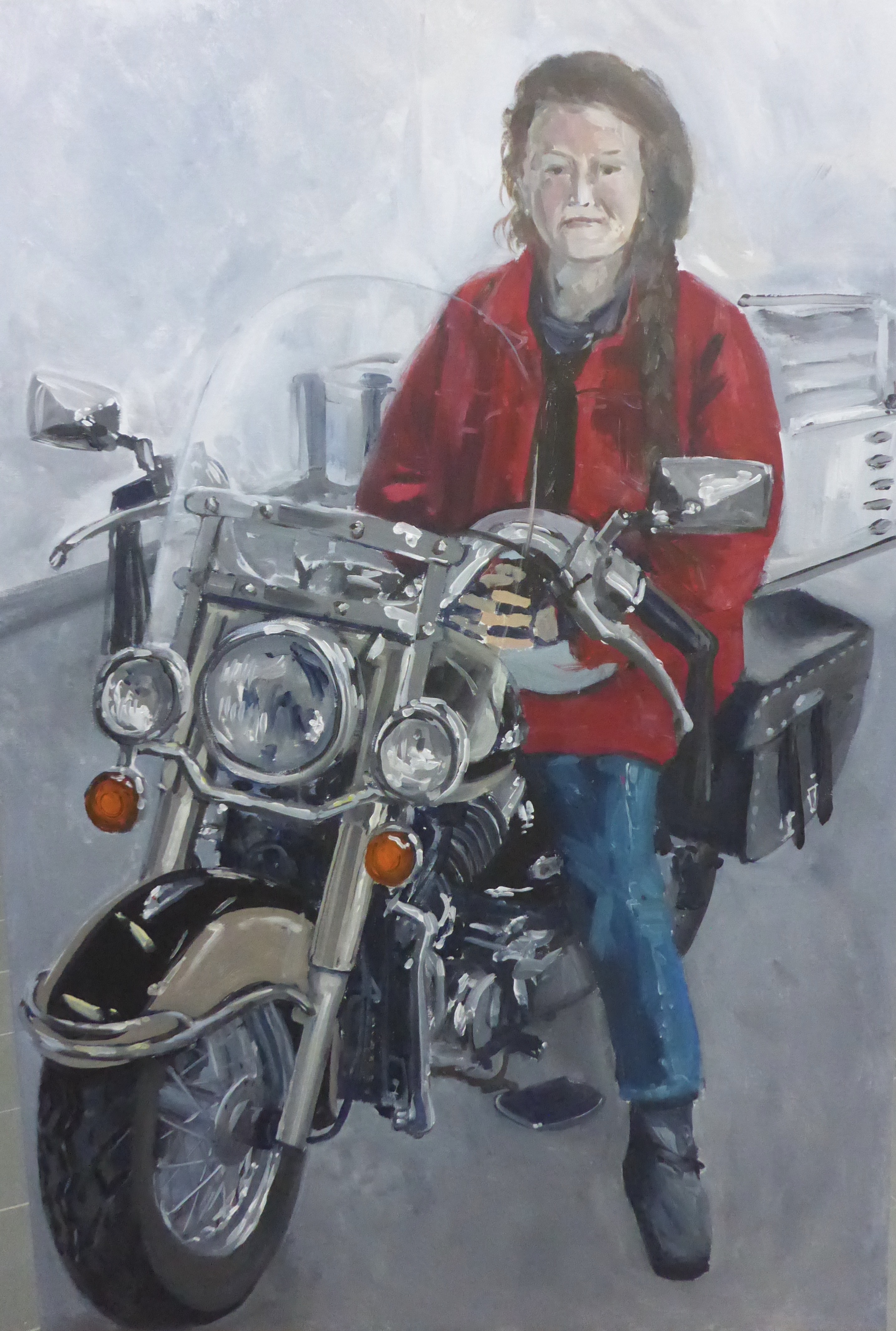Yet on her bike