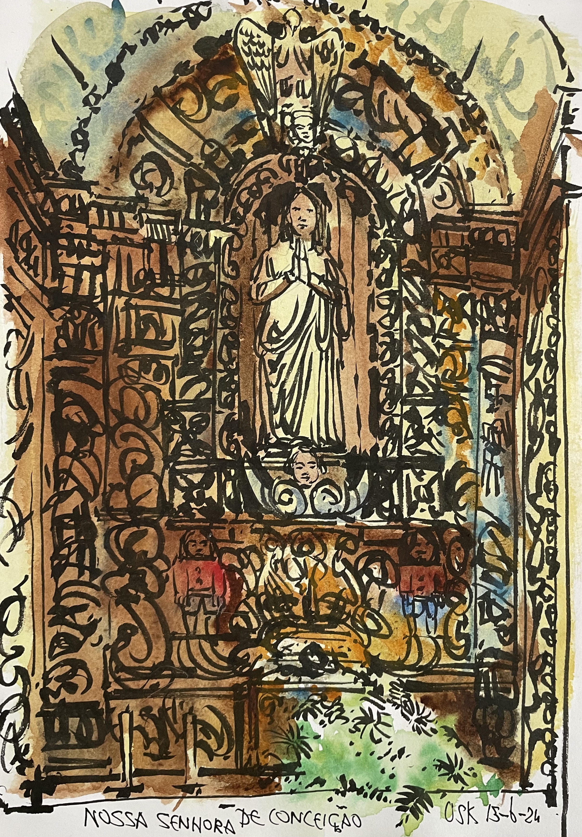 Interior of the St. Barbara Church in Manadas