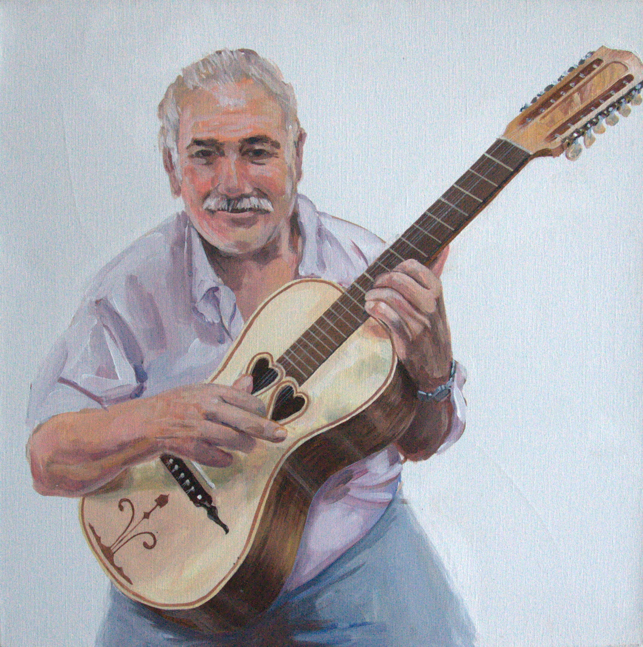 Acrylic paint on canvas, 60 x 60 cm 
Portraits of players of the viola da terra. 