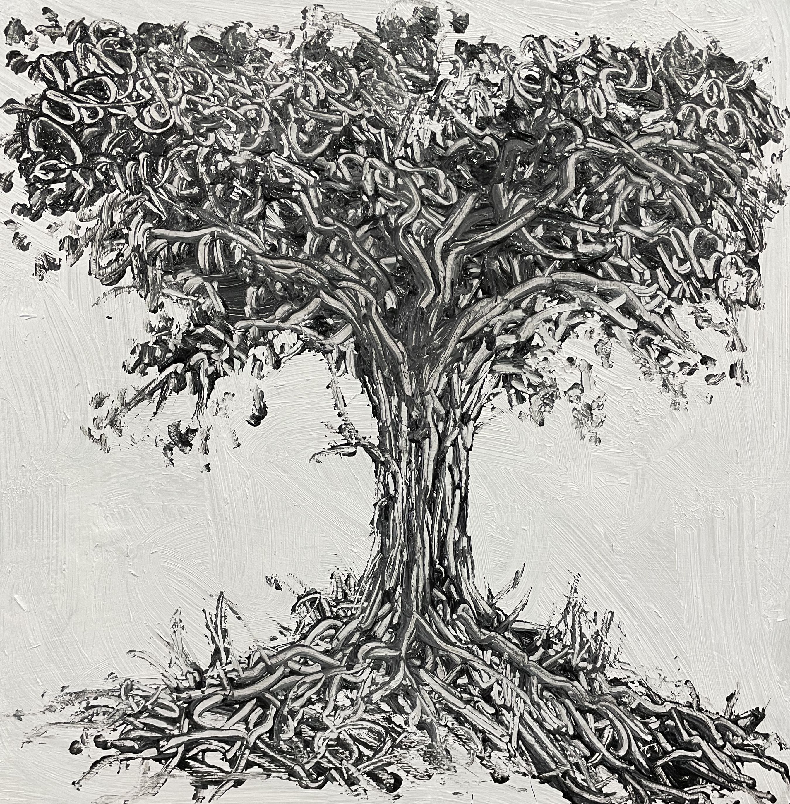 Another tree in black and white scratch technique. 