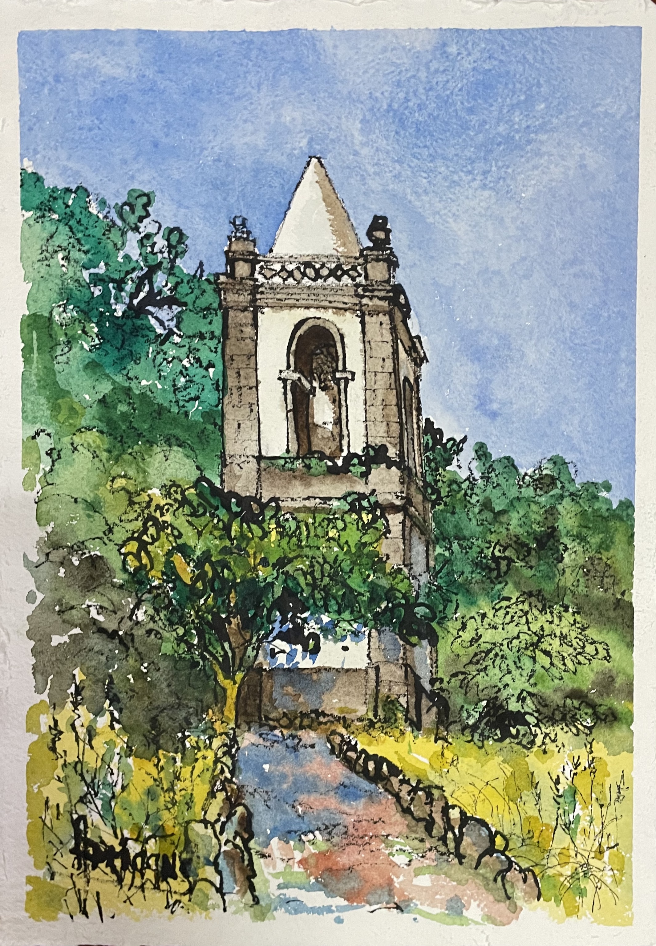 Old church tower in Urzelina