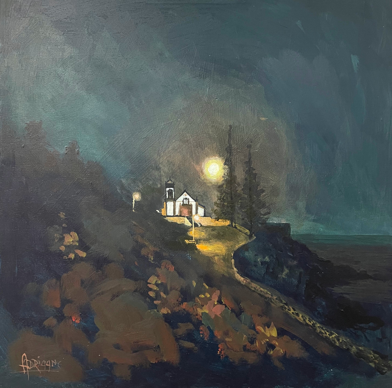 Full moon over the church St. Barbara