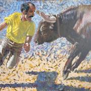 José Cabita dancing  with the bull. 